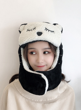 帽子女秋冬季电动车骑车防风帽挡风雷锋帽护耳保暖棉帽男百搭可爱