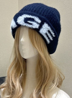 日系复古针织毛线帽女2025新款秋冬保暖护耳冷帽百搭显脸小包头帽