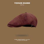 韩国麂皮绒纯色前进帽女秋冬时尚文艺英伦画家帽复古百搭报童帽子