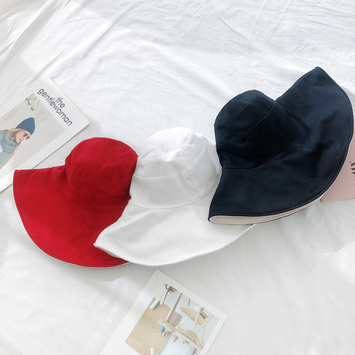 日本uv双面戴女大檐两ins渔夫帽