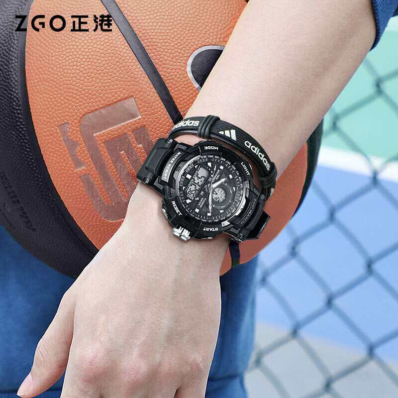 正港zgo手表防水户外男款学生初高中夜光运动机械入伍电子表男生