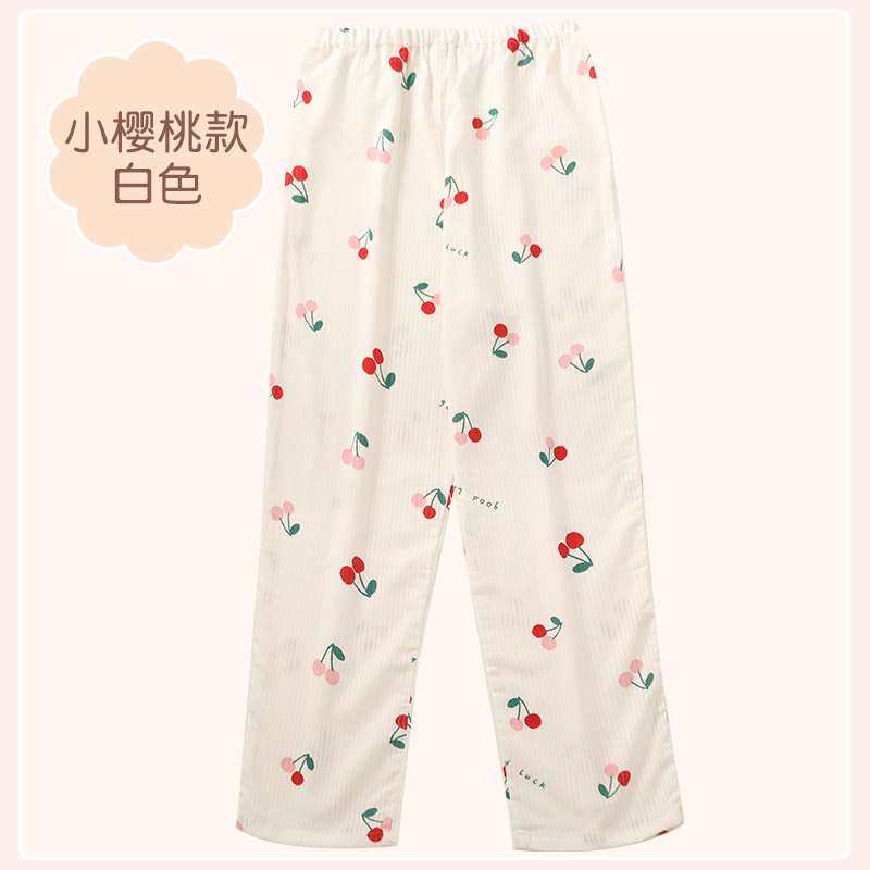 富朵纯棉孕妇睡裤春夏薄款家居裤纱布产妇裤子怀孕期孕晚期可调节