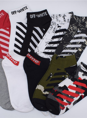 ow新款矮桩袜子男夏季短袜sup潮牌船袜纯棉低帮浅口女潮ins外贸袜
