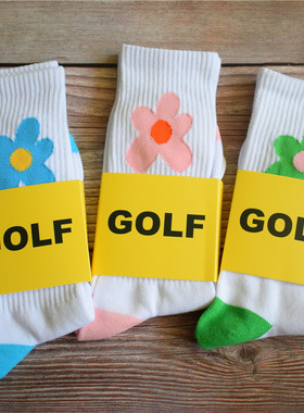 长袜女潮街头小花泫雅风袜子中筒袜子女ins潮运动风情侣男女golf