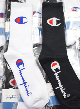 袜新款中国长筒袜男潮流日版C标黑白中筒字母运动嘻哈潮牌高帮女