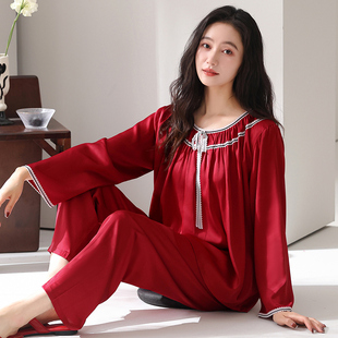 牧柔长裤可外穿宽松轻奢春季秋季长袖2026年春季圆领套头阔腿睡衣