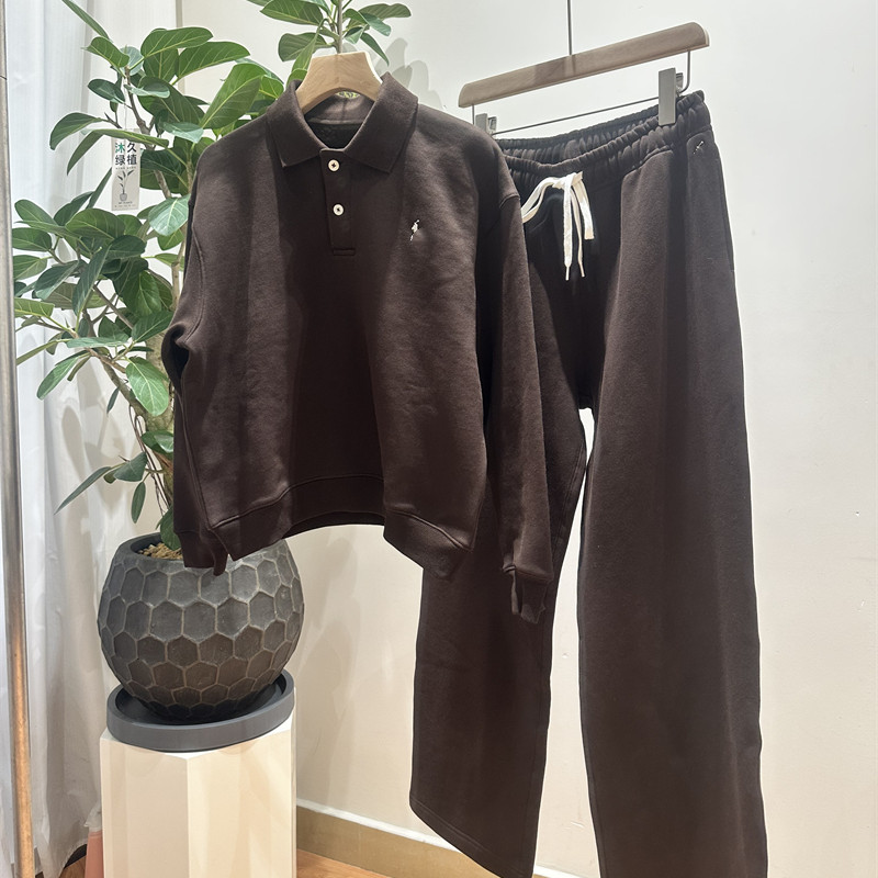 巧克力色R小马刺绣卫衣卫裤套装