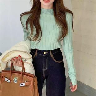 打底衫 显瘦竖坑条针织长袖 极简万能搭jill家修身 fishgirl