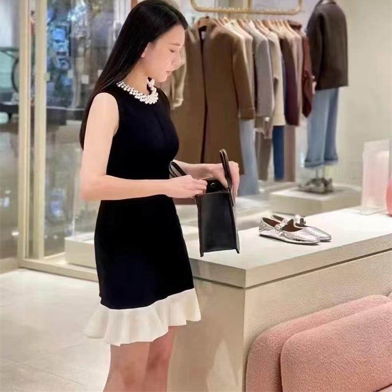 鱼尾裙摆无袖短袖连衣裙