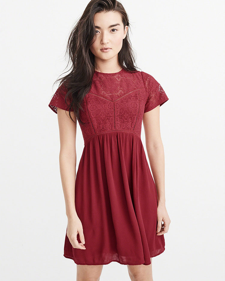 Abercrombie＆Fitch 女装 蕾丝贴身连衣裙 200570 AF