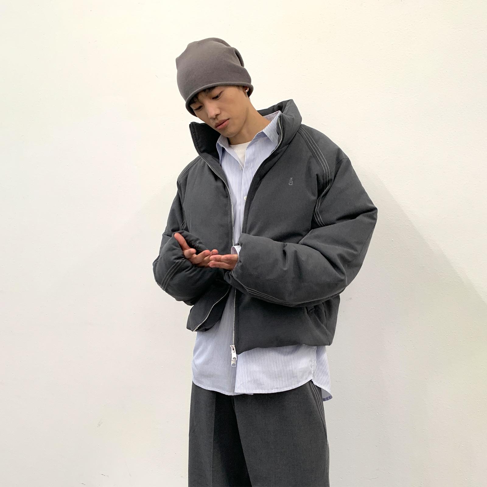 咆哮野兽TR混纺立领撞色羽绒服