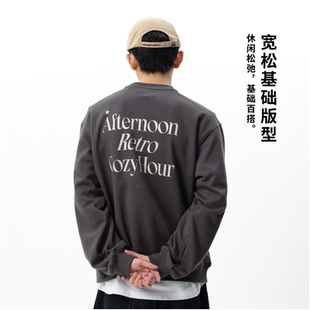 roaringwild a arch 咆哮野兽 字母印花内搭上衣宽松圆领卫衣男款