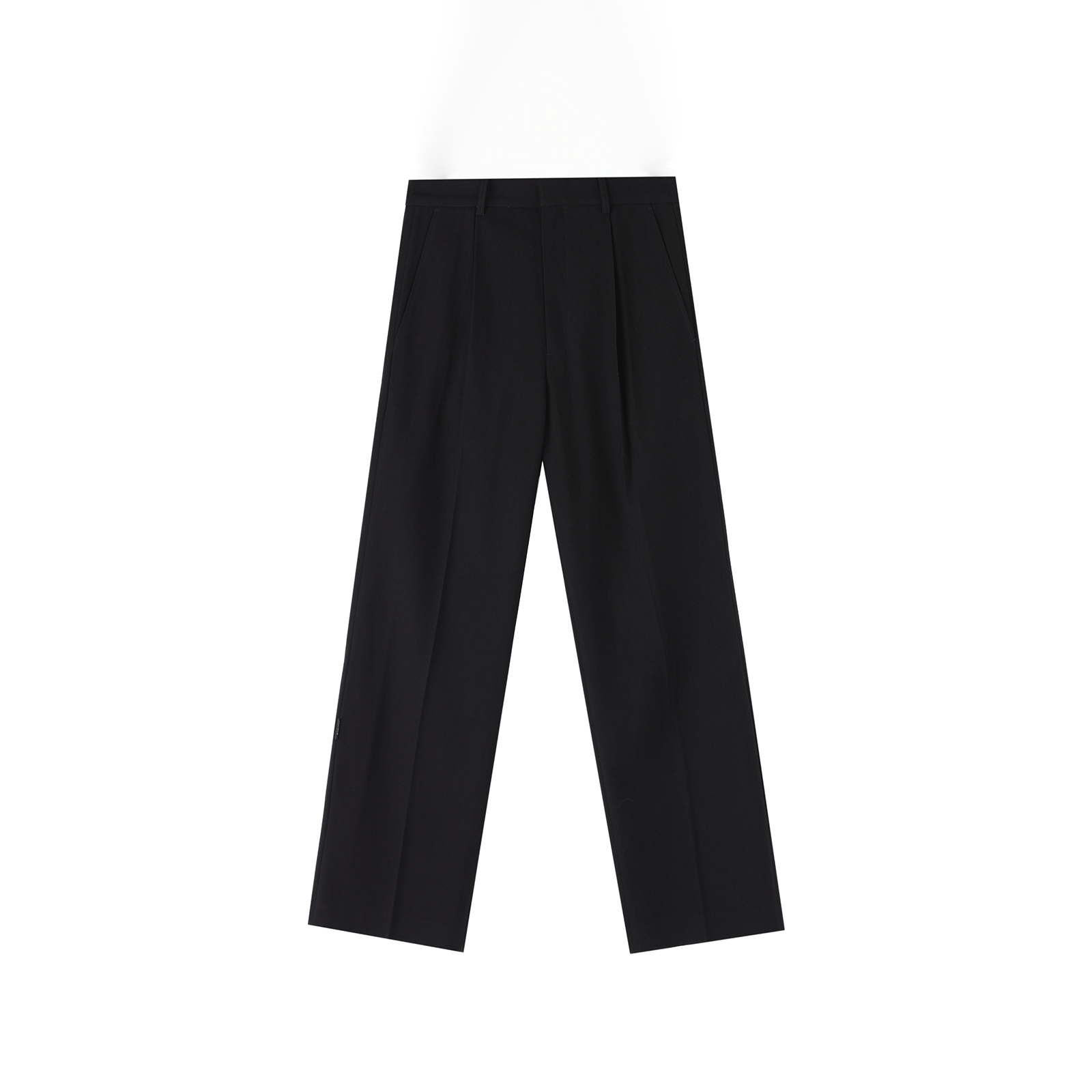 咆哮野兽黑色打褶轻薄直筒西裤