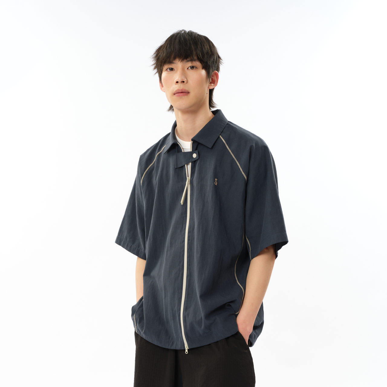 roaringwild a arch 咆哮野兽 莱赛尔结构线条短袖衬衫男百搭衬衣