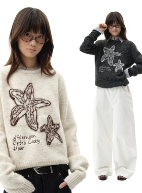 roaringwild a arch咆哮野兽短款正肩秋冬圆领羊毛衫情侣套头毛衣