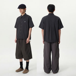 咆哮野兽 arch 复古蓝色纯棉男士 衬衣格纹短袖 roaringwild 衬衫