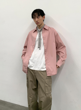 roaringwild a arch 咆哮野兽 粉色松弛廓形长袖衬衫24秋冬新品