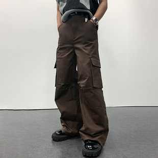 咆哮野兽 arch 黑色 棕色打褶排扣工装 roaringwild 裤