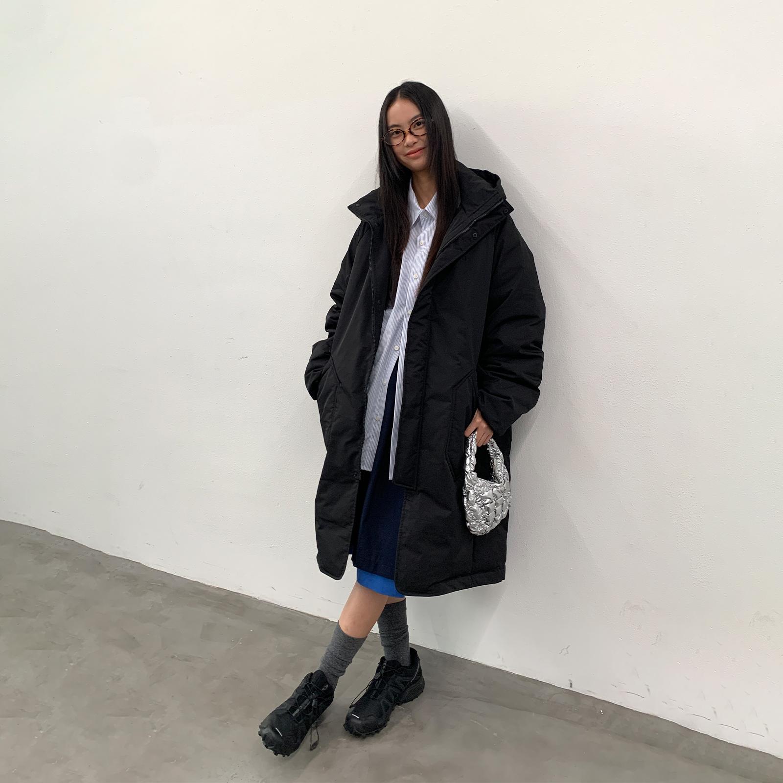 咆哮野兽立领连帽中长款羽绒服