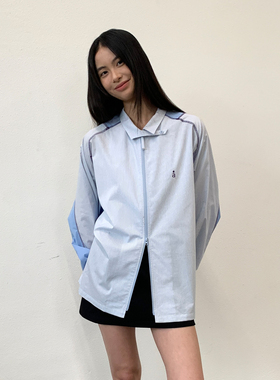 roaringwild a arch 咆哮野兽 蓝色条纹外套高级感衬衣长袖衬衫男