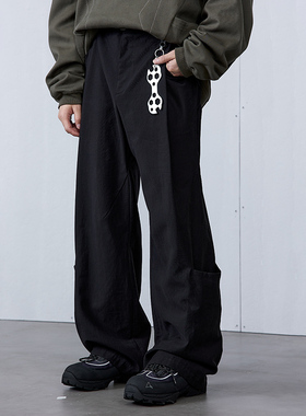 roaringwild a arch 咆哮野兽 黑色/棕色装饰线立体结构长裤