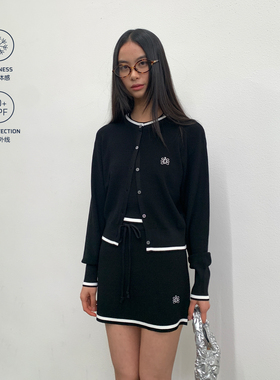 roaringwild a arch 咆哮野兽  黑色徽标刺绣针织新中式套装女士