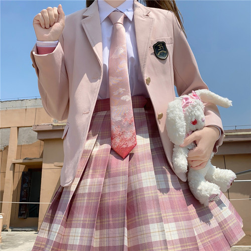 清仓奈良樱 原创JK领带女樱花渐变提花手打领带衬衫DK男小物领结