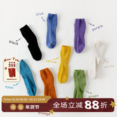 双针细条棉袜 OLA 中筒袜 韩版 纯色 MIMI 春夏
