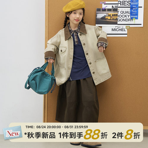 OLAMIMI秋中大童日系工装夹克