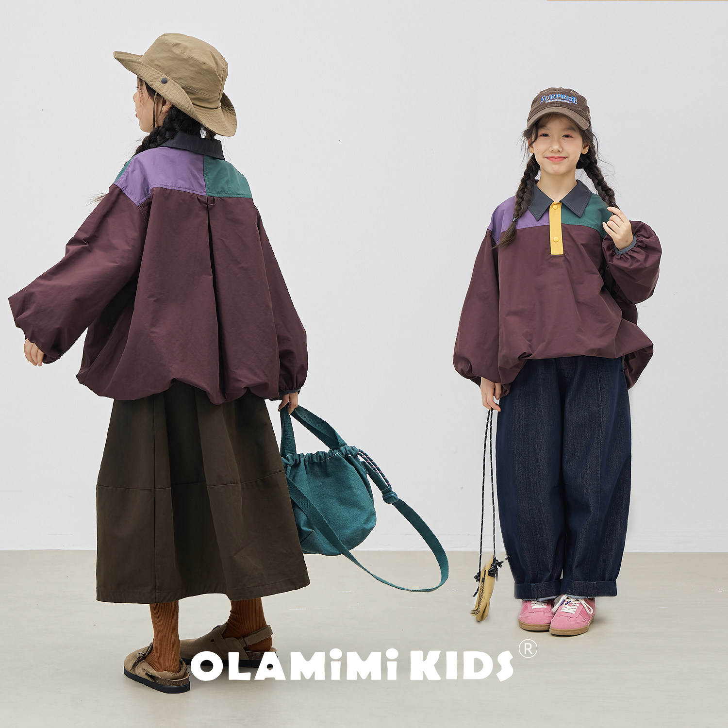 OLAMIMI亲子日系撞色灯笼袖夹克图片