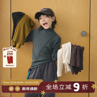 五色保暖高弹力打底衫 OLAMIMI 2025秋冬儿童亲子复古高领插肩袖