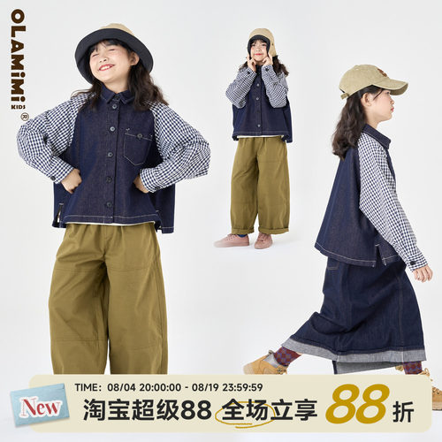 甜酷风格纹翻领牛仔衬衫外套夹克