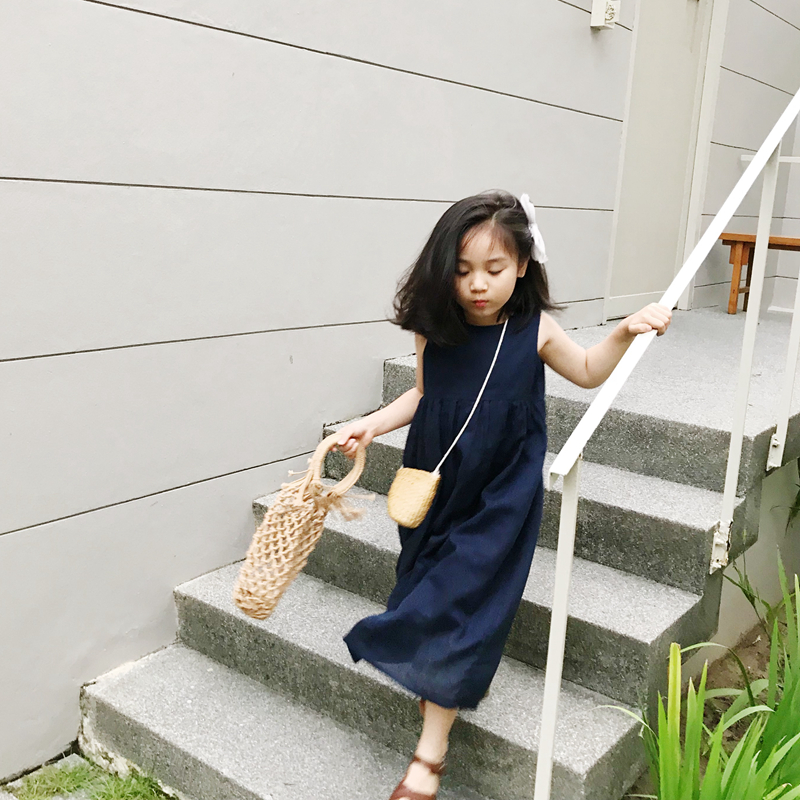 夏森系女童气质连衣裙无袖长裙
