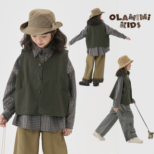 OLAMIMI洋气复古休闲叠搭马甲