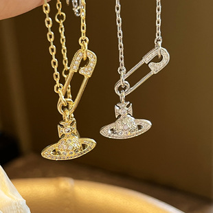 别针链条项链NANA同款回形针链条锁骨链满钻吊坠女高级感