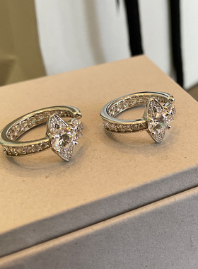 满钻开口土星戒指星球单钻指环皇冠镶钻戒925银