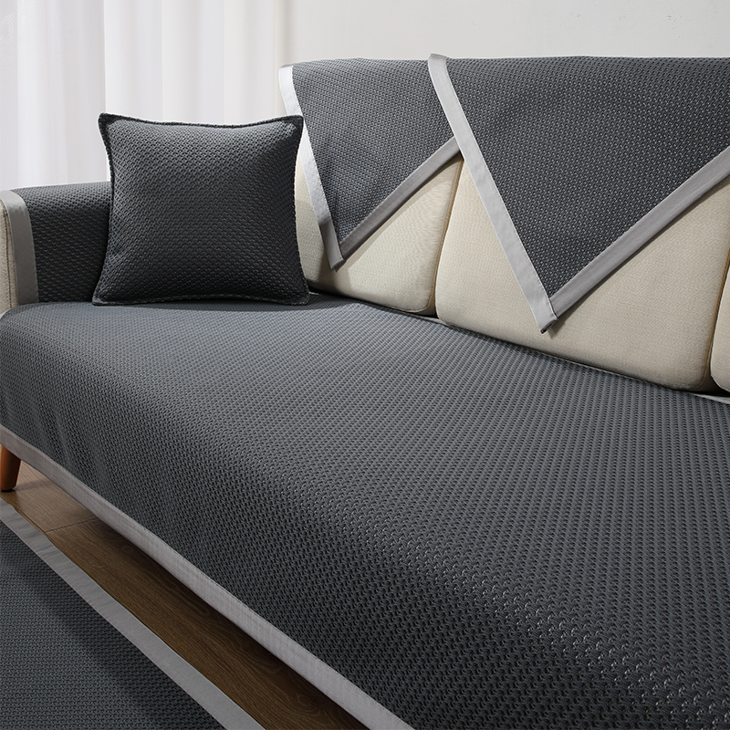 高档灰色棉质沙发垫北欧简约沙发套罩巾全棉麻亚麻四季通用型防滑
