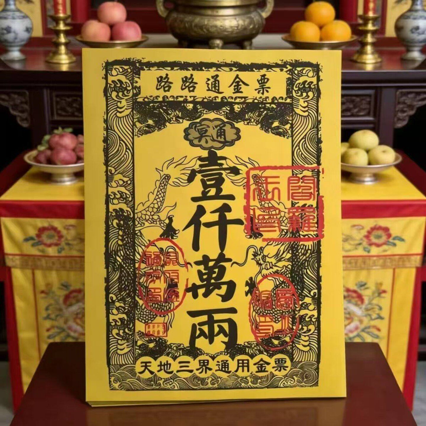 路路通大金票银票大张通用一千万两黄金万两天堂钱金纸黄裱纸票子