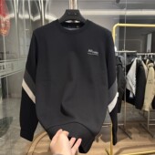 撞色圆领保暖长袖 卫衣潮 秋冬加绒加厚男士 时尚 H家 莫代尔棉