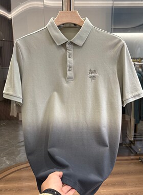 H家95莱卡棉渐变色短袖POLO衫