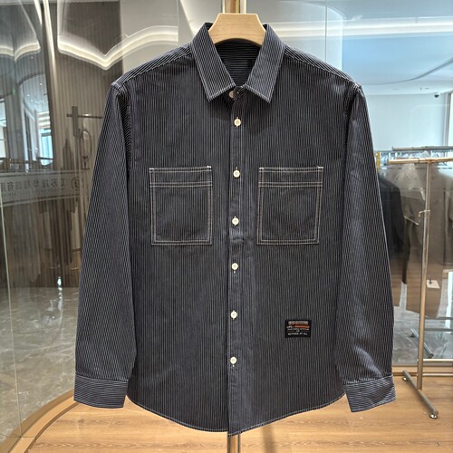 H家条纹纯棉牛津纺长袖衬衫外套