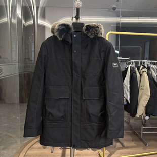 【H家】狐狸毛领+兔毛皮草!冬季厚款高端时尚中长款连帽派克服男