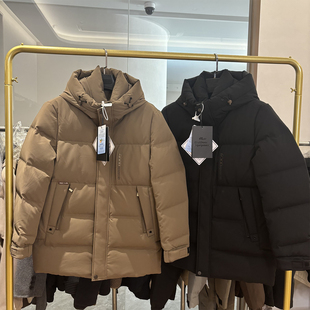 商场单！90鸭绒！冬季加厚蓬松男士纯色休闲中长款连帽保暖羽绒服