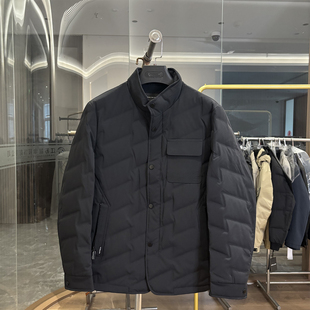 H家 男士 90鸭绒 新款 商务休闲中年立领保暖羽绒服爸爸装 冬季