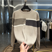 毛衣 撞色 H家 男士 时尚 新款 圆领针织打底衫 秋季 休闲百搭时尚