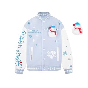 BKID 原创雪花雪人刺绣棒球服夹克男女春季宽松百搭情侣款外套