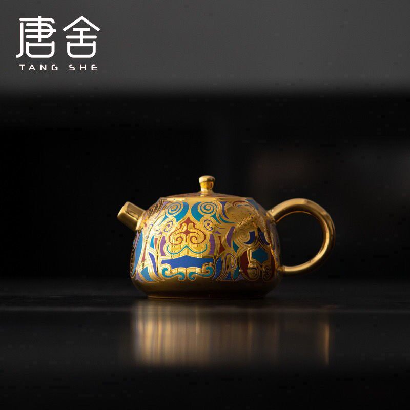 唐舍陈德生唐卡金银错茶礼鎏金西施壶珐琅彩国潮宫廷风功夫茶具