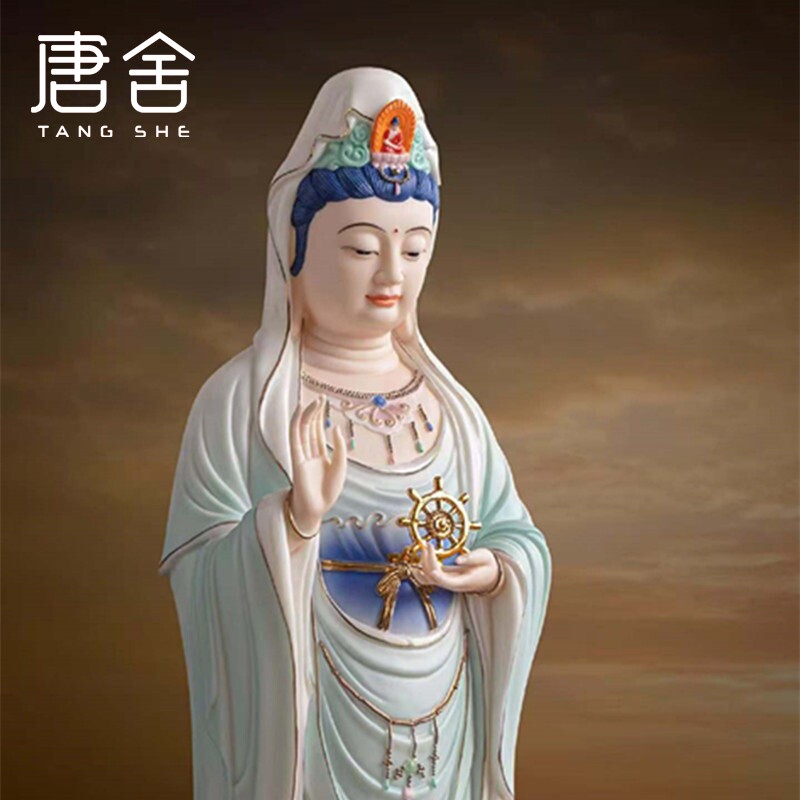 唐舍中国风南海观音菩萨陶瓷摆件家居装饰佛像工艺品徐建勇大师收