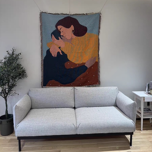 挂毯编织毯沙发毯 拥抱 俄罗斯订单外贸母亲节母爱礼物 与孩子