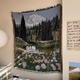 美国西雅图雷尼尔山野花风景氛围感Mood 疗愈系挂毯卧室布置毯